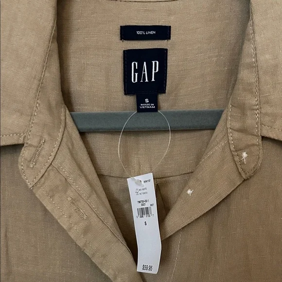 GAP Light Brown Linen Long Sleeve Shirt - Picture 2 of 3